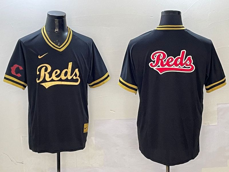 Men Cincinnati Reds Blank Black Gold Game 2025 Nike MLB Jersey style 5